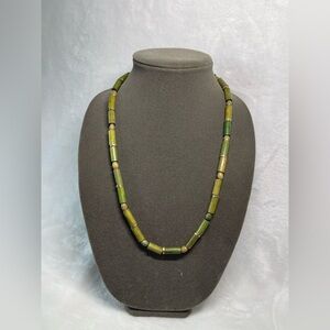 Vintage 70s wood and brass necklace